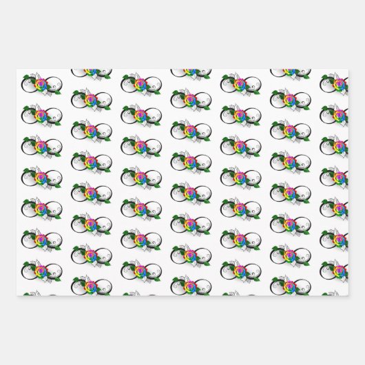 インフィニティシンボルとレインボーバラ ラッピングペーパーシート (正面)