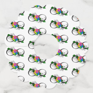 インフィニティシンボルとレインボーバラ ワイングラスタグ