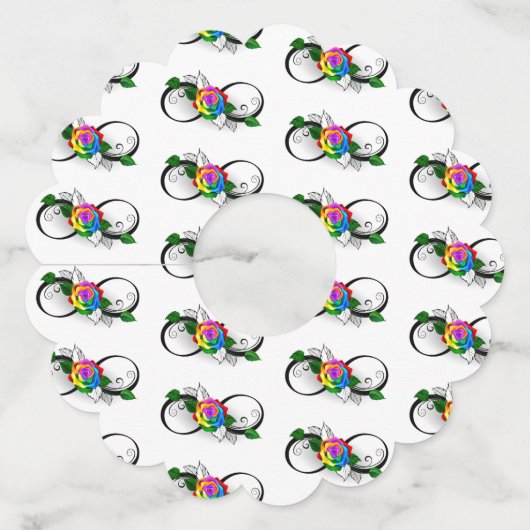 インフィニティシンボルとレインボーバラ ワイングラスタグ (正面)