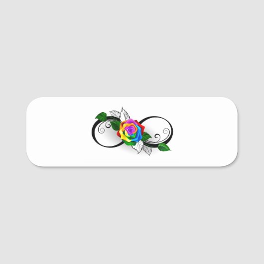 インフィニティシンボルとレインボーバラ 名札 (正面)