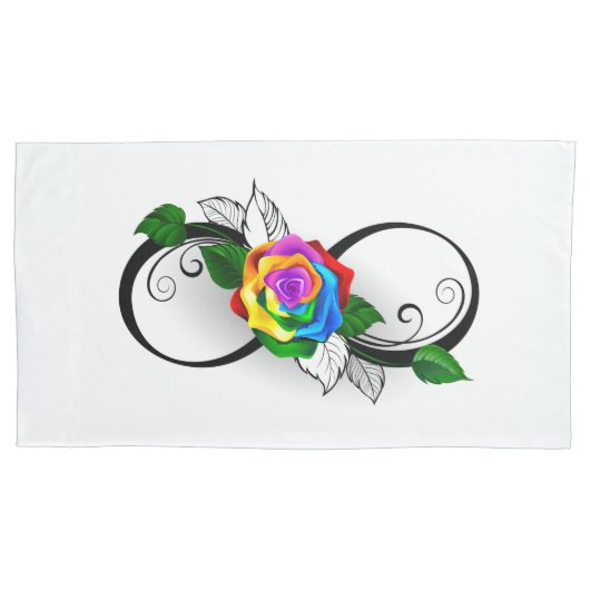 インフィニティシンボルとレインボーバラ 枕カバー (正面左)