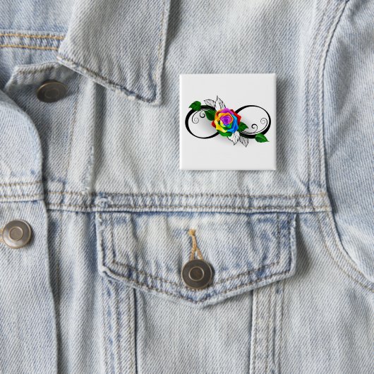 インフィニティシンボルとレインボーバラ 缶バッジ (インサイチュ)