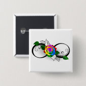 インフィニティシンボルとレインボーバラ 缶バッジ (正面&裏面)