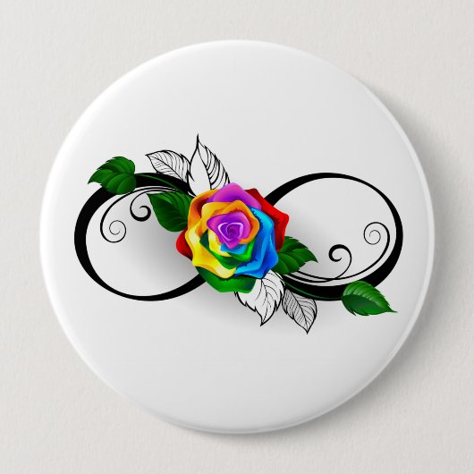 インフィニティシンボルとレインボーバラ 缶バッジ (正面)