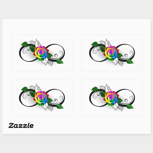 インフィニティシンボルとレインボーバラ 長方形シール (シート)