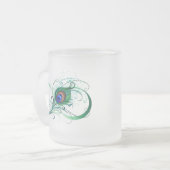 インフィニティシンボルと孔雀の羽 フロストグラスマグカップ (正面左)