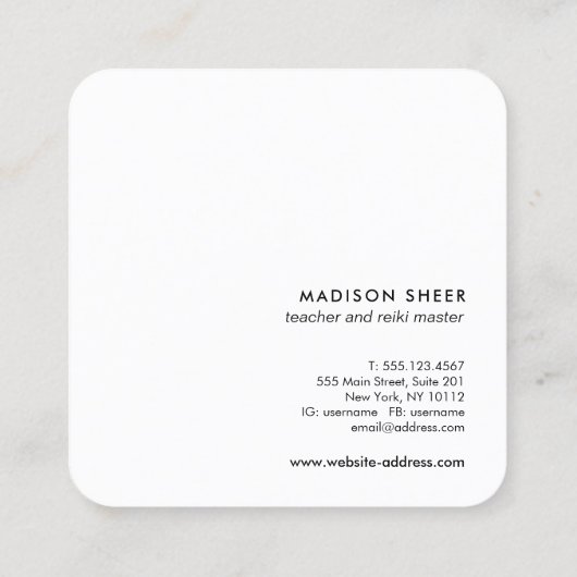 インフィニティシンボルエネルギーヒーラー先生 スクエア名刺 (裏面)