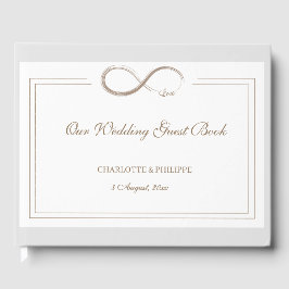 インフィニティシンボルホワイトグレー金ゴールドエレガントな結婚式 ゲストブック