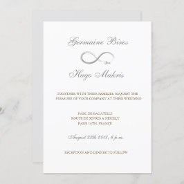 インフィニティシンボルホワイトグレー金ゴールドエレガントな結婚式 招待状