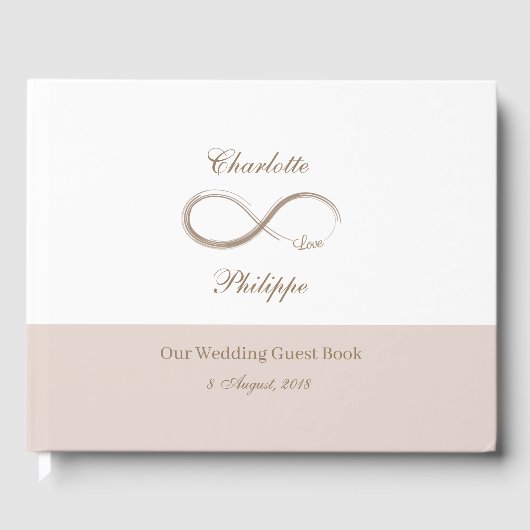 インフィニティシンボルホワイトローズ結婚ミニマル ゲストブック (正面)