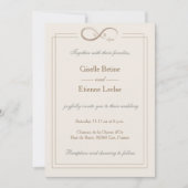 インフィニティシンボルモノグラムシャンパーニュ結婚ホワイト 招待状 (正面)