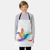 インフィニティシンボル付きレインボーハミングバード エプロン (着用した状態)