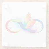 インフィニティシンボル付きレインボーハミングバード ガラスコースター (裏面)