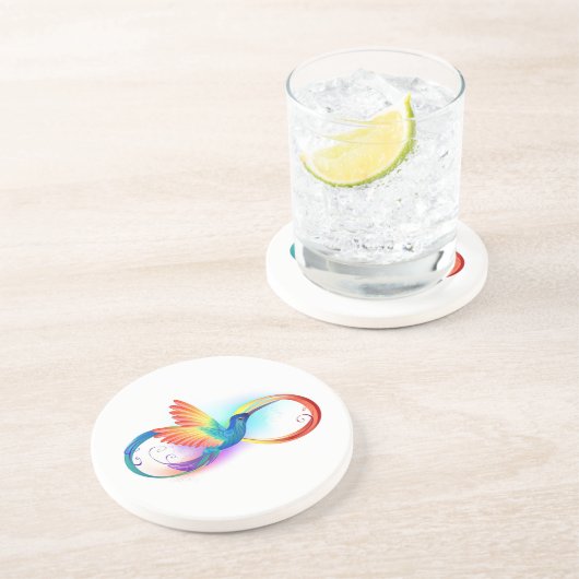 インフィニティシンボル付きレインボーハミングバード コースター (側面)