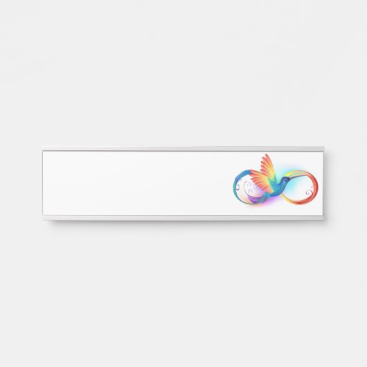 インフィニティシンボル付きレインボーハミングバード サインプレート (正面)