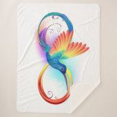 インフィニティシンボル付きレインボーハミングバード シェルパブランケット (正面)