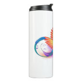 インフィニティシンボル付きレインボーハミングバード タンブラー (回転左)