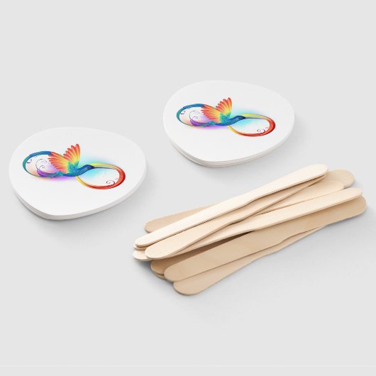 インフィニティシンボル付きレインボーハミングバード ハンドファン (組立なし)