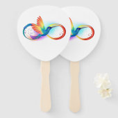 インフィニティシンボル付きレインボーハミングバード ハンドファン (正面&裏面)