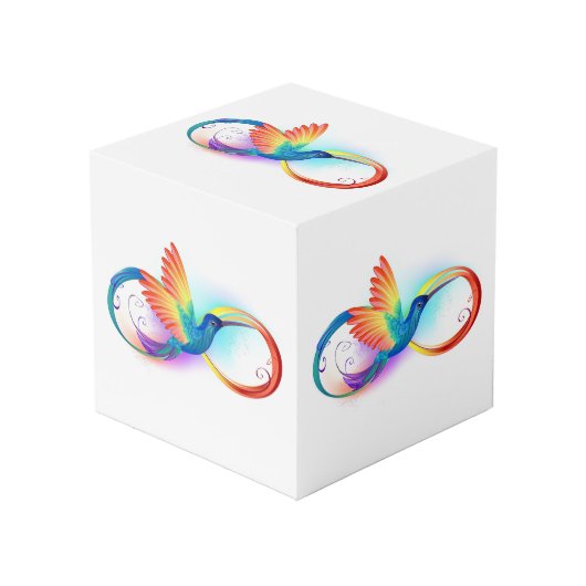 インフィニティシンボル付きレインボーハミングバード フォトキューブ (正面アングル)