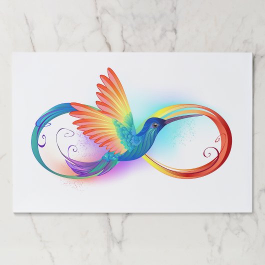 インフィニティシンボル付きレインボーハミングバード ペーパーパッド (正面)