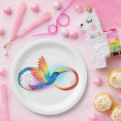 インフィニティシンボル付きレインボーハミングバード ペーパープレート (パーティー)