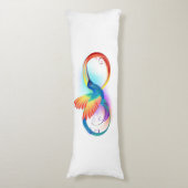 インフィニティシンボル付きレインボーハミングバード ボディピロー (正面縦)