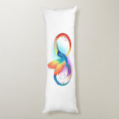 インフィニティシンボル付きレインボーハミングバード ボディピロー (裏面 (縦))