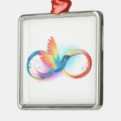 インフィニティシンボル付きレインボーハミングバード メタルオーナメント (左)