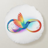 インフィニティシンボル付きレインボーハミングバード ラウンドクッション (裏面)