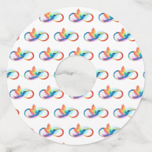 インフィニティシンボル付きレインボーハミングバード ワイングラスタグ