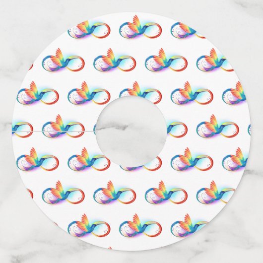 インフィニティシンボル付きレインボーハミングバード ワイングラスタグ (正面)