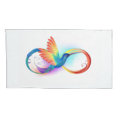 インフィニティシンボル付きレインボーハミングバード 枕カバー (裏面-右)