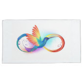 インフィニティシンボル付きレインボーハミングバード 枕カバー (正面右)