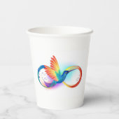 インフィニティシンボル付きレインボーハミングバード 紙コップ (裏面)