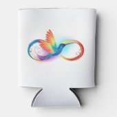 インフィニティシンボル付きレインボーハミングバード 缶クーラー (正面)