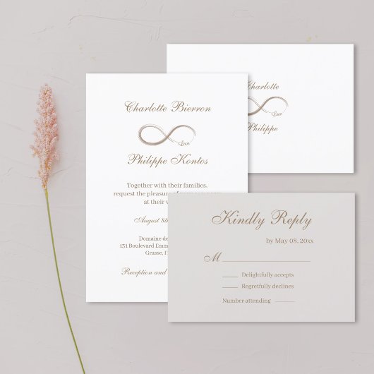 インフィニティシンボル ゴールド ホワイト グレー 結婚式 RSVP 招待状