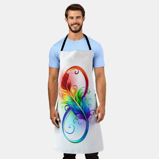 インフィニティシンボル(虹の羽根あり) エプロン (着用した状態)
