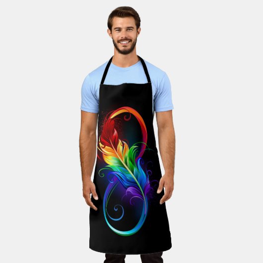 インフィニティシンボル(虹の羽根あり) エプロン (着用した状態)