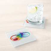 インフィニティシンボル（虹の羽根あり） ガラスコースター (アングル)