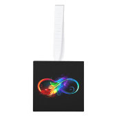 インフィニティシンボル（虹の羽根あり） キューブオーナメント (正面)