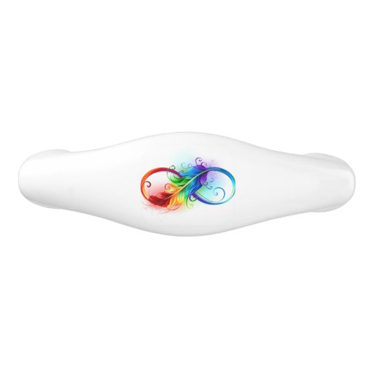 インフィニティシンボル（虹の羽根あり） セラミック引き出し取っ手 (正面)