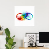 インフィニティシンボル(虹の羽根あり) ポスター (ホームオフィス)