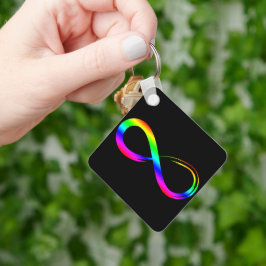 インフィニティシンボルLGBTゲイプライドレインボーブラック キーホルダー