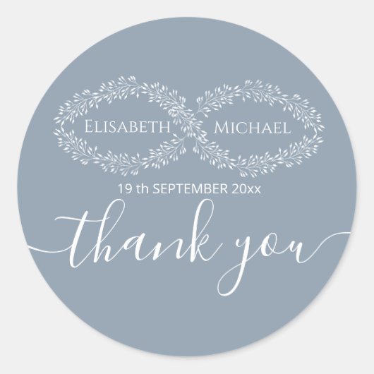 インフィニティダスティブルーボタニカルロマンチックエレガント ラウンドシール (正面)