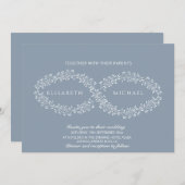 インフィニティダスティブルーボタニカルロマンチックエレガント 招待状 (正面/裏面)