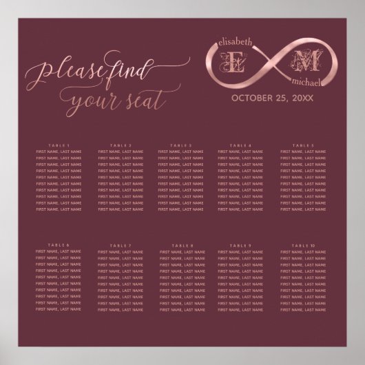 インフィニティバラ金ゴールドロマンチックなモノグラム書道 ポスター (正面)