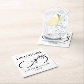 インフィニティパーソナライズされたファミリ名と推定日付 スクエアペーパーコースター (インサイチュ)