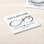 インフィニティパーソナライズされたファミリ名と推定日付 スクエアペーパーコースター (アングル)