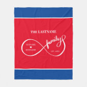 インフィニティパーソナライズされたファミリ名と推定日付 フリースブランケット (正面)